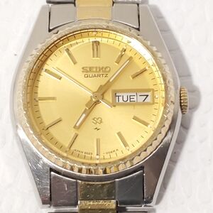 Vintage Seiko SQ Women's Day Date Gold Plated Watch Two Jewels Stainless Steel
